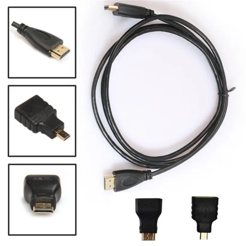 Расширенный 2018 Новый 3в1 HDMI к HDMI/Mini/микро адаптер кабель комплект HD для планшетных