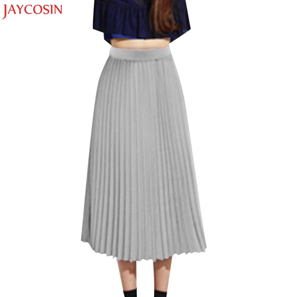Женская плиссированная юбка JAYCOSIN S XL однотонная элегантная шифоновая миди с