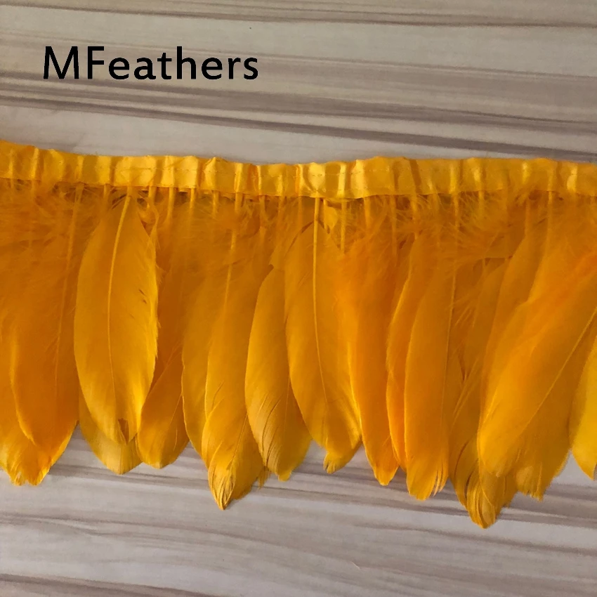 Золотисто желтое окрашенное высококачественное гусиное перо отделка 15 20 см 6 8