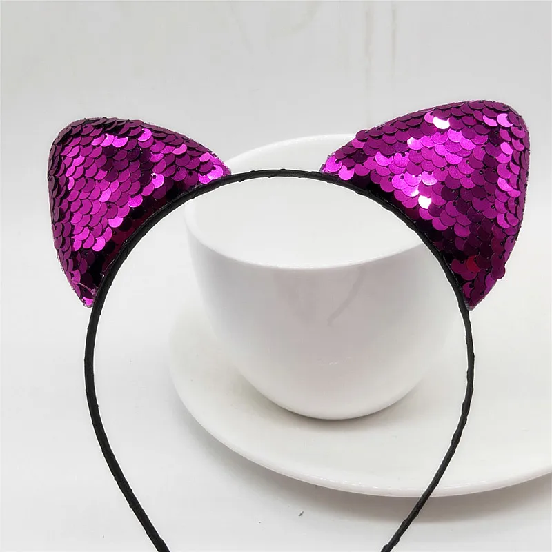 Блестящий обруч для волос с блестками и кошачьими ушками девочек женские обручи