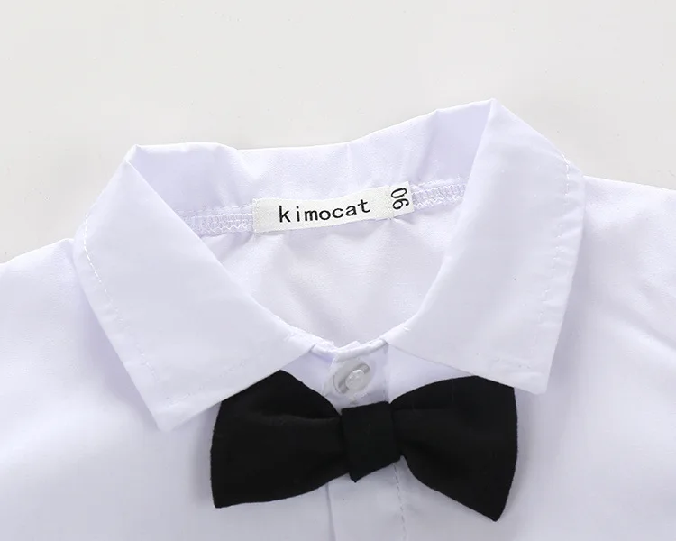 Kimocat/Новая высококачественная весенне-осенняя хлопковая рубашка с длинными рукавами в джентльменском стиле детский танцевальный комплект с бантом из 3 предметов(пиджак+ рубашка+ штаны