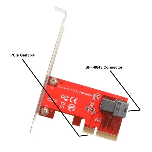 PCIe мини PCIe для U.2(SFF-8643) Gen 3/4-канальная карта