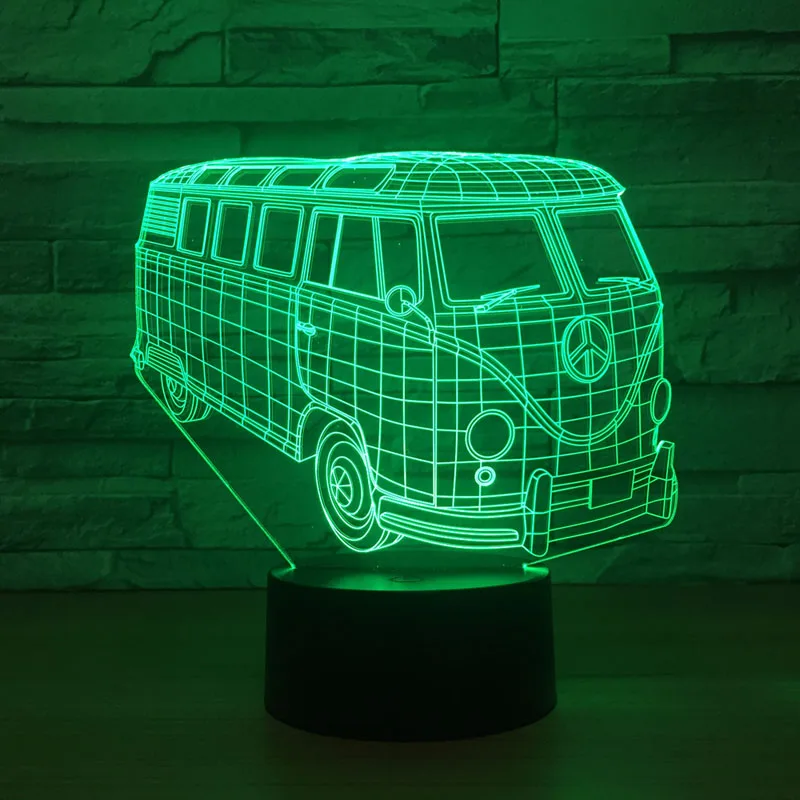 3D ночник для школьного автобуса BOCHSBC светильник лампа 7 цветов изменяемая