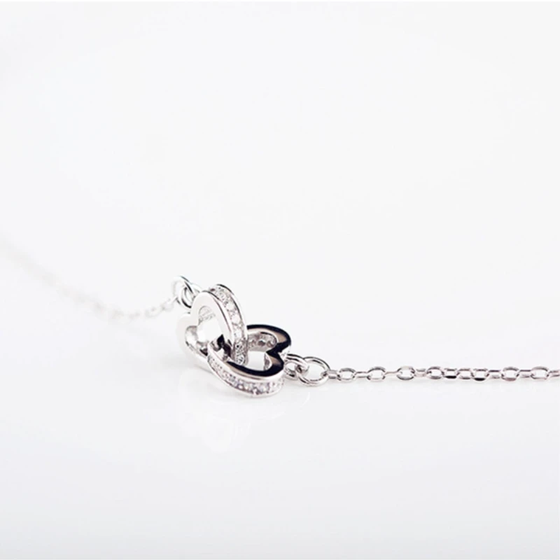

WYEAIIR Wild Heart Valentine's Day Gift Zircon Pendant Sweet Romantic 925 Sterling Silver Clavicle Chain Female Necklace