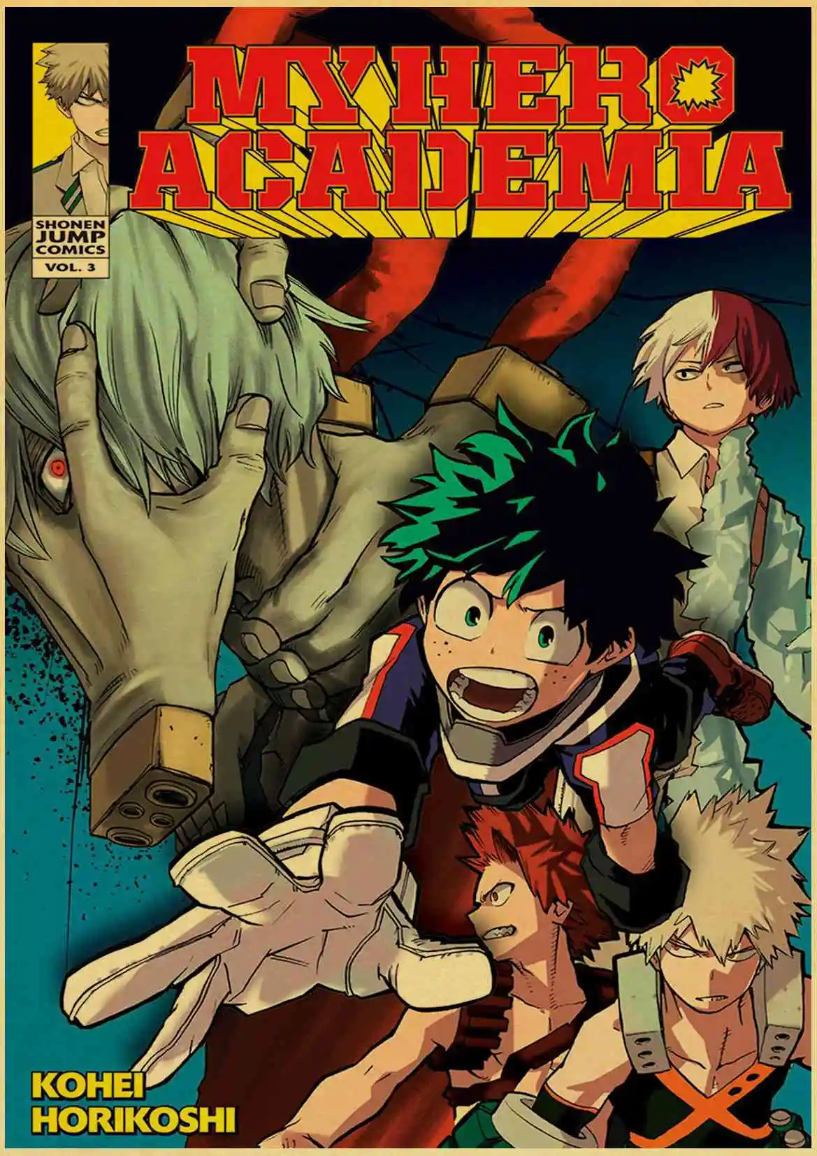 T003 My Hero плакат Academia коричневая печать на крафтовой бумаге настенная живопись Винтажный стиль аниме Ретро плакат Наклейка на стену - Цвет: T003
