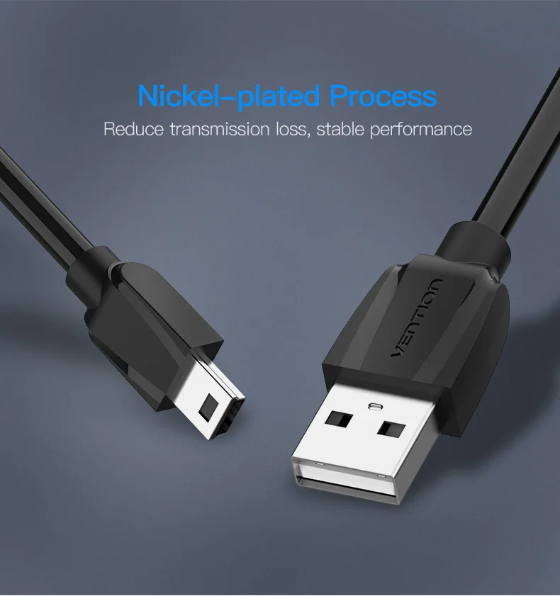 Vention Mini USB кабель 1 м 2 м Мини USB к USB кабель для сотовых телефонов MP3 MP4 планшеты gps цифровая камера HDD мини-кабель-usb