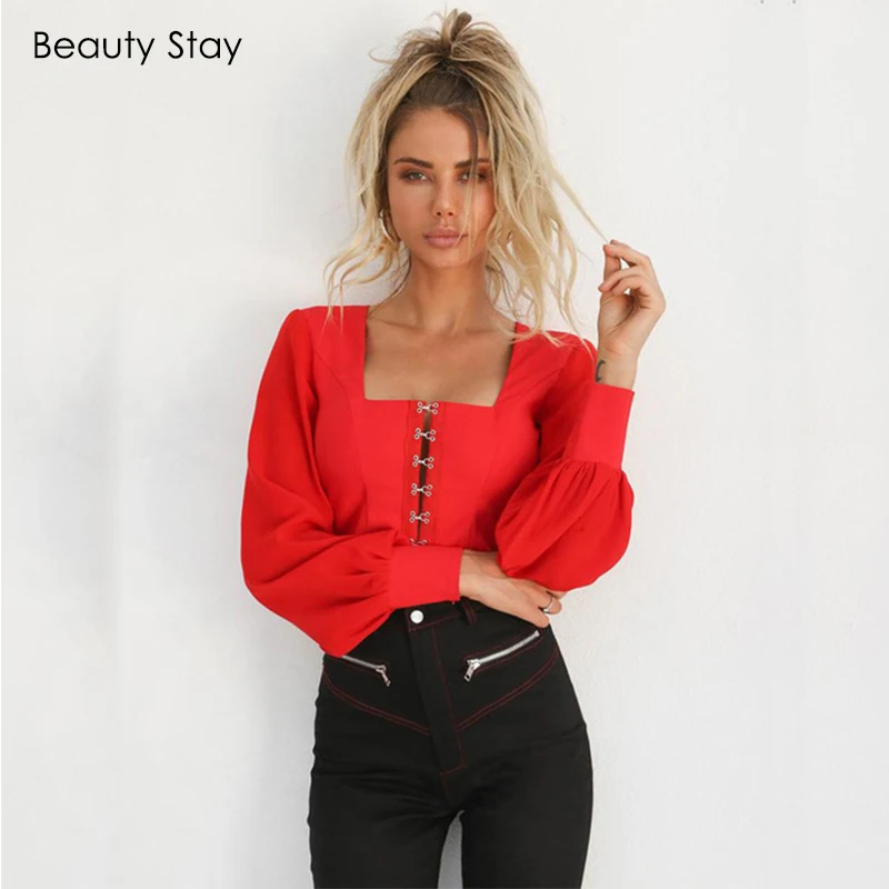 Женская блузка Beauty Stay белая Повседневная шифоновая со шнуровкой спереди и