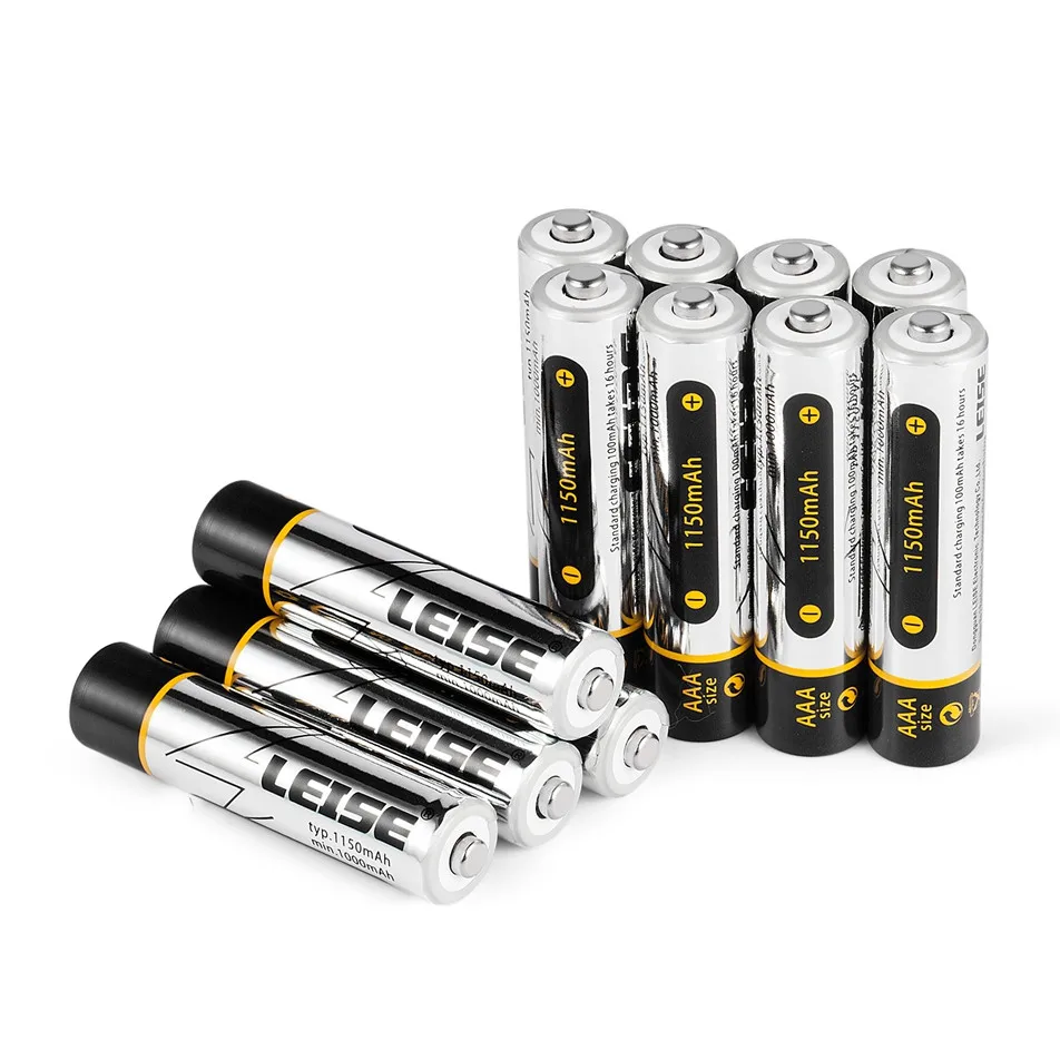 Leise 12 шт AAA 1150 mAh перезаряжаемая батарея 1,2 v nimh 3a с чехлом чехол для часов/мыши/дистанционного управления/игрушек