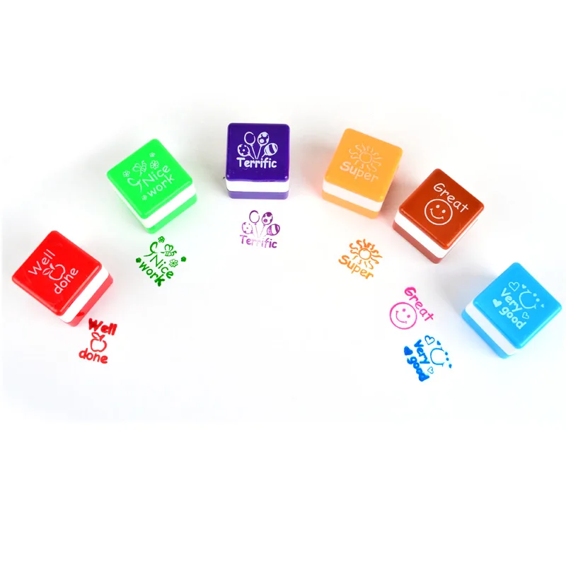 6 шт. дети мультфильм учителя штамп с губка для чернил (английский) | Игрушки и