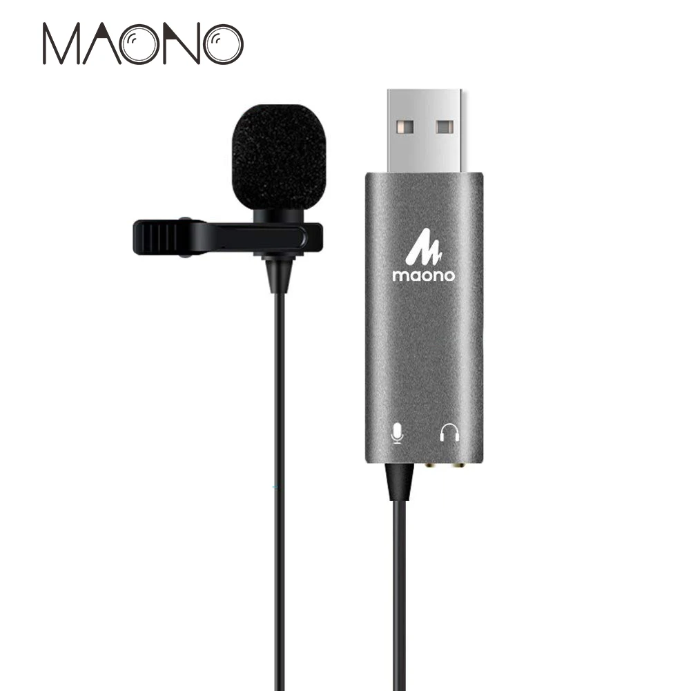 Maono USB петличный микрофон профессиональный конденсаторный микрофон Hands Free зажим на воротник рубашки-на микрофон для прямой трансляции компьютера