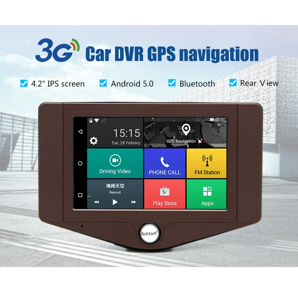 Junsun 3 г Автомобильный видеорегистратор камеры регистраторы Android 5.0 gps навигация