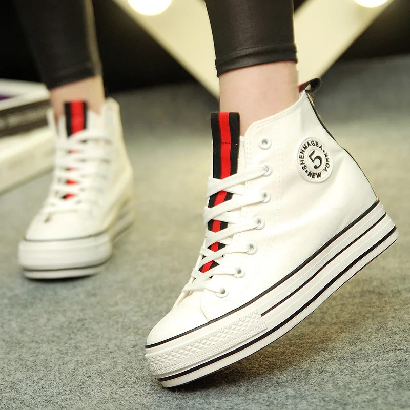 Мода 2017 Весна Женщины Повседневная Обувь босоножки Высота Увеличение Дышащий