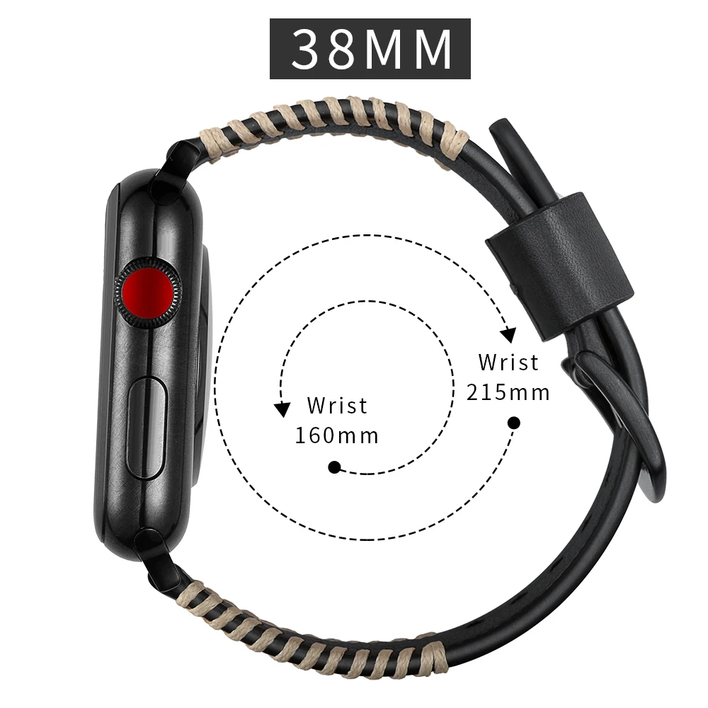 Ремешок для часов ZLIMSN из натуральной кожи черный коричневый Apple Watch аксессуары
