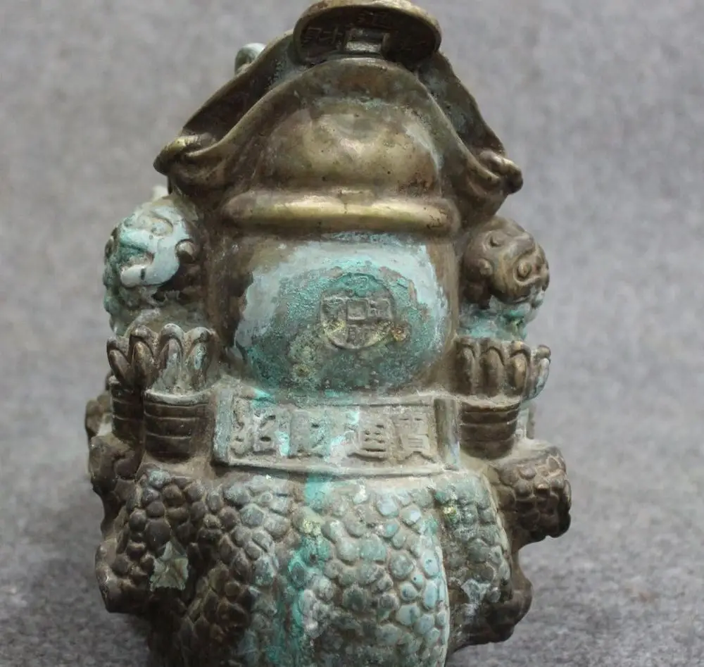 free shipping Chinese Bronze Wealth Cabbage Baicai Ru Yi Golden Toad Toads Spittor Statue | Дом и сад
