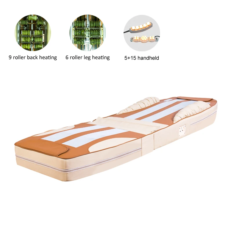 Brown Mattress BYRIVER 9+ 4 ролика Делюкс Нефритовый камень тепловой массажный матрас кровать Настольный массажер - Цвет: Brown Mattress