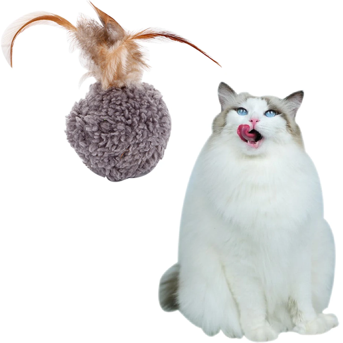 Hot! Pet Cat Toys Plush Ball Lint 3 Color Funny cat stick Plaything Rod Interactive Chat feather toys | Дом и сад