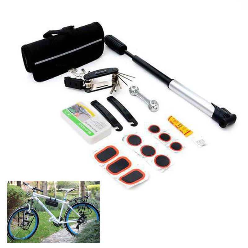 

Multi-functional Bike Tire Repair Tools Pump Kit Bicycle RepairWrench Screwdriver Kit Tool Set Emergency Tire Fix Kit