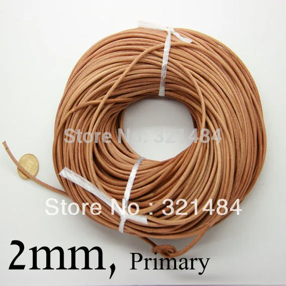 

Primary color 100m guniune real round leather cord 2mm leather strings ropes jewelry making supplies