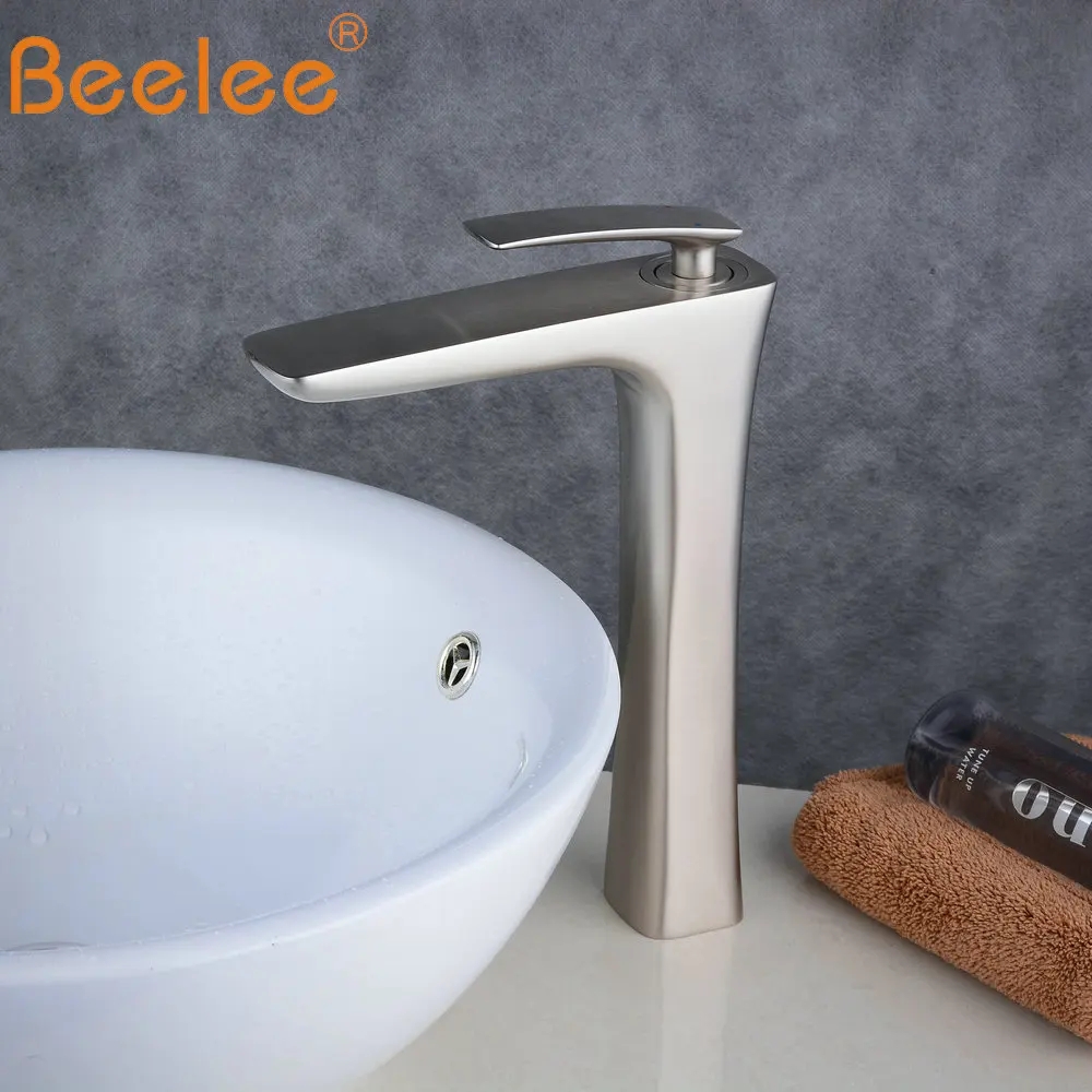 Beelee Смесители для ванной комнаты Смеситель Матовый никель счетчик Раковина чаша