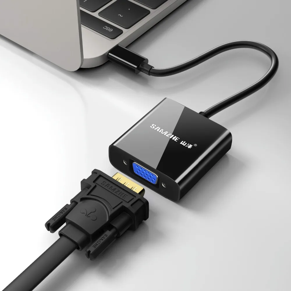 SAMZHE usb type C VGA адаптер type-C к конвертер USB 3 1 для Macbook Chromebook Dell Lumia SAMSUNG S8 Thunderbolt 1080P |