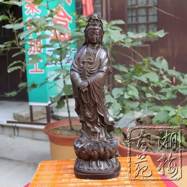 China collection old wood carving The Goddess of mercy statue