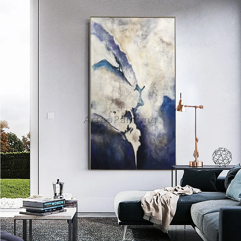 Картина маслом на холсте квадратные картины скандинавский темно синий