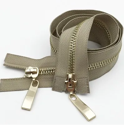 light khaki Детская одежда на рост 80, 100/120 см двойными собачками good Market с металлической молнией, светильник с золотыми зубьями, на молнии, куртки с гусиным пухом на молнии Костюмы аксессуары Высокое качество D680 - Цвет: light khaki
