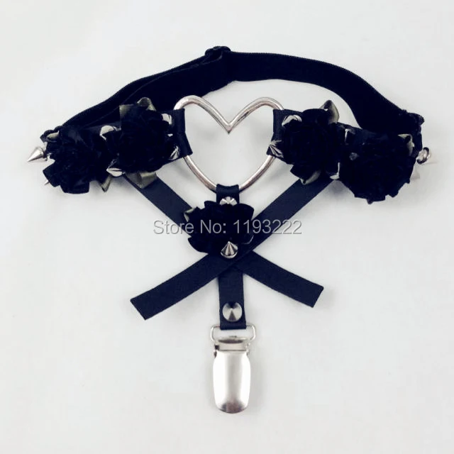 Подвязка с сердцем ручной работы в стиле панк опт Харадзюку шипованные шипы