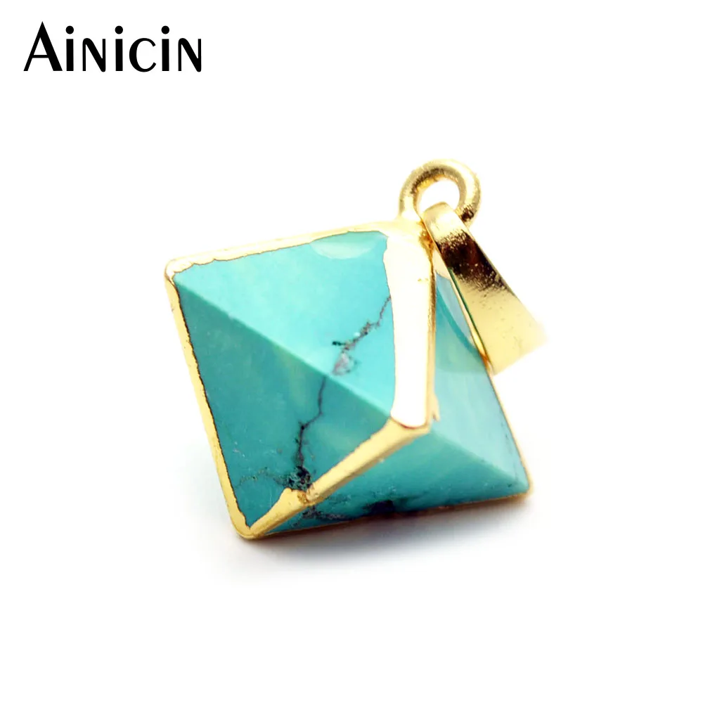 Подвески с зеленым камнем Octahedron золотой отделкой модная фурнитура для