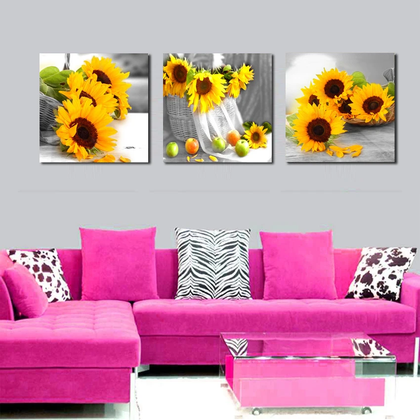 Современное украшение для дома набор рисования желтый подсолнух на столе