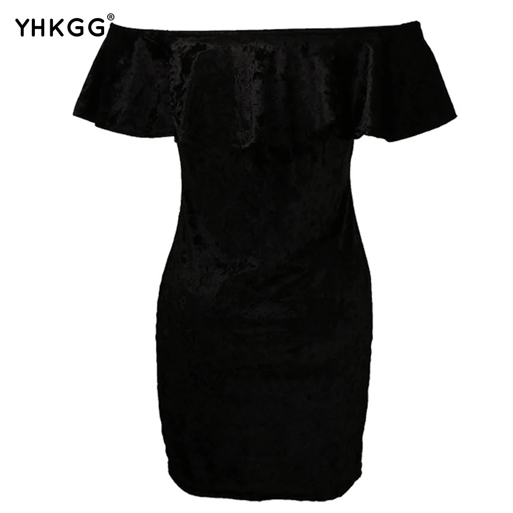 Новый Без Бретелек бархат bodycon dress sexy women слово плечо mini ночной клуб | Женская