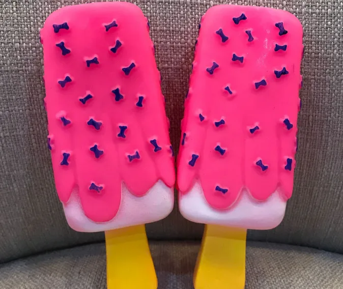 Собака игрушка, писклявый резиновый розовый Popsicle в форме игрушки для кошек Щенок Детские собаки мороженое Укус игрушка для прорезывания зубов забавные интерактивные