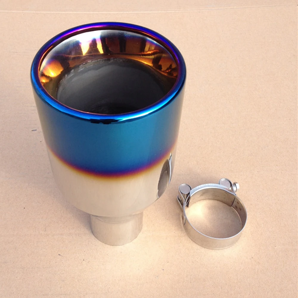 New Arrive Universal Stainless Steel Blue Paint Car Rear Round Exhaust Pipe Tail Muffler Tip For Pipes|Шумоглушители| |