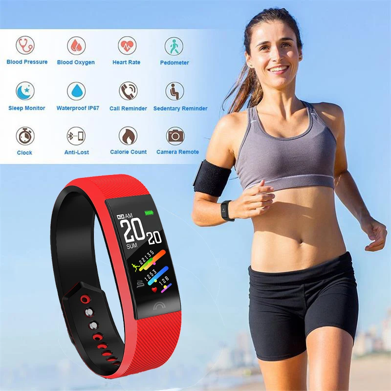LIGE New Smart Bracelet Fitness Tracker Heart Rate Blood Pressure Monitor Fashion Sport Watch Men Women For Android IOS | Электроника