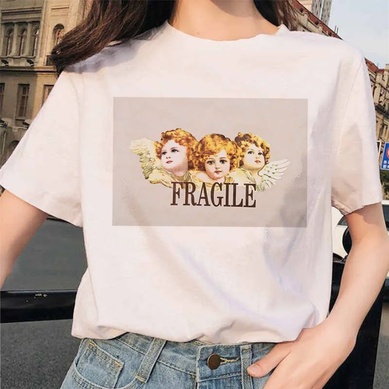 Angel Fashion Tees футболка Ullzang женская футболка с принтом Harajuku 90s Kawaii Одежда Футболка Топ летний Vogue grunge women ulzzang - Цвет: 4892
