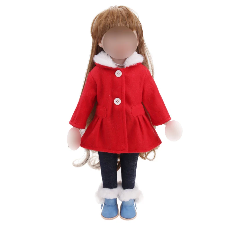 

Doll clothes red wool overcoat suit black pants toy accessories fit 18 inch Girl doll and 43 cm baby dolls c730