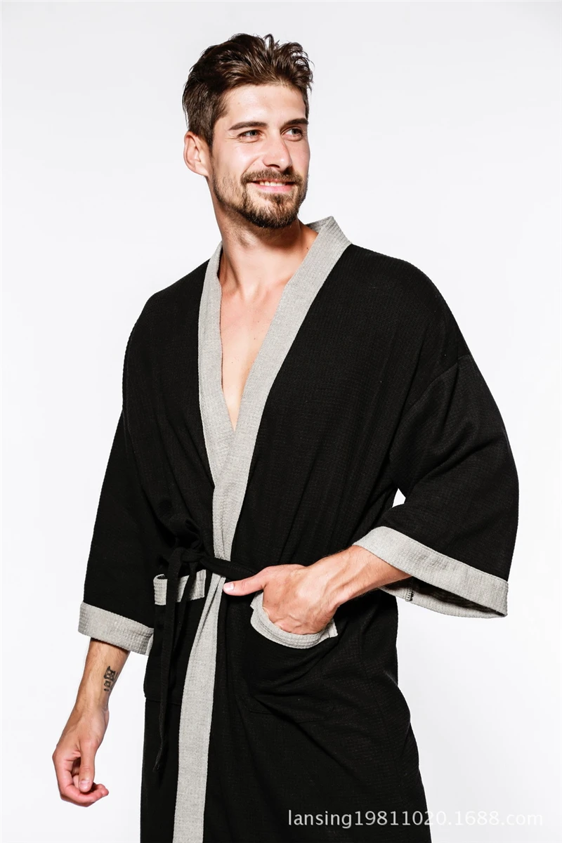 Пижамы IANLAN для пятизвездочных отелей хлопковые мужские вафельные халаты