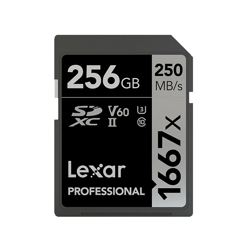 1667X-256GB-Standard Lexar SD Card 64 Гб 128 256 SDXC UHS-II U3 250 МБ/с. 1667x флэш-карта памяти для 3D 4K цифровой Камера карты - Емкость: 1667X-256GB-Standard