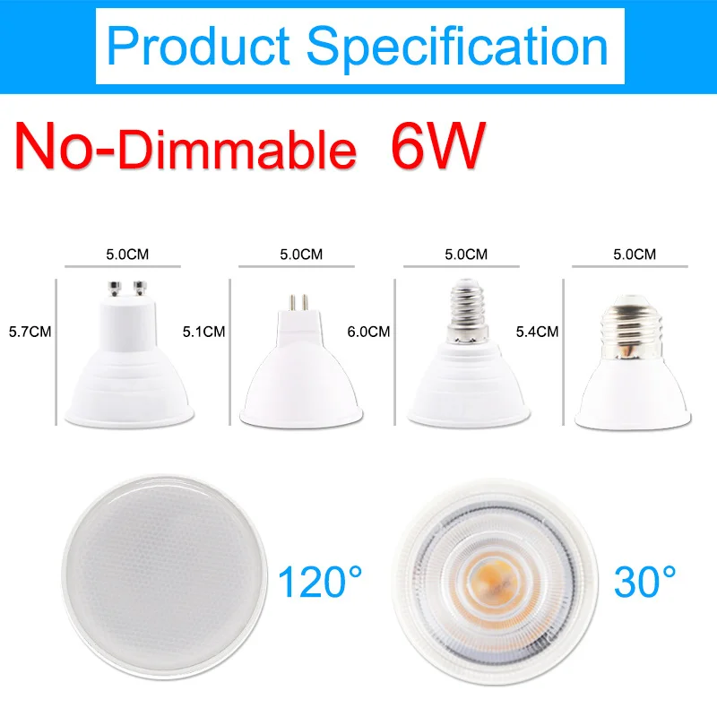 GreenEye светодиодный диммируемая лампа 6 Вт 7 E27 E14 MR16 GU5.3 GU10 AC 220V 240V Bombillas светильник