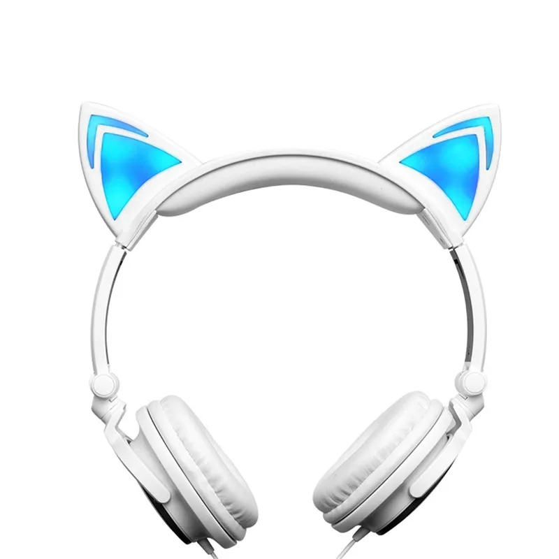 

Cute Cat Wired Girl Foldable Headphone Stereo Headset Headband Earphone with LED Headphone for Samsung iPhone PC Birthday Gift