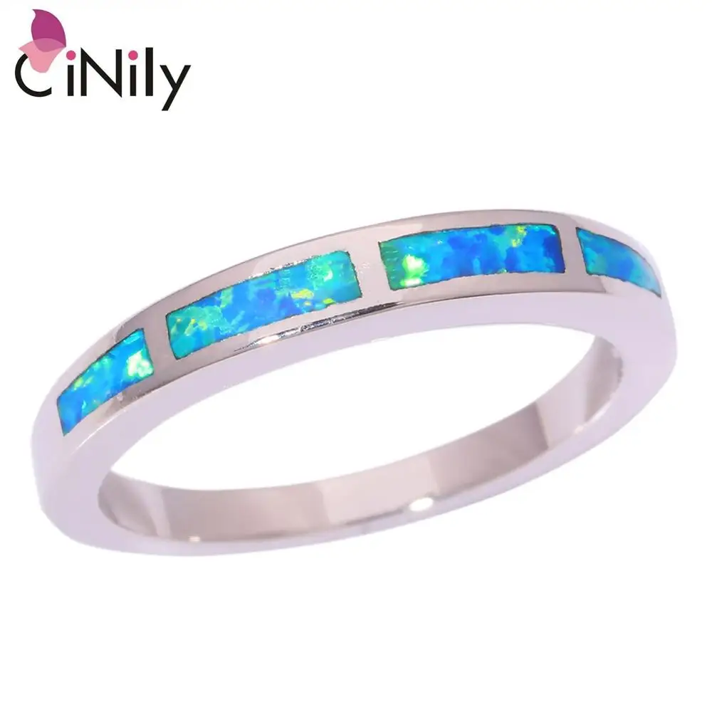 Cinily создан Синий огонь опал Посеребренная кольцо оптом и в розницу Модные