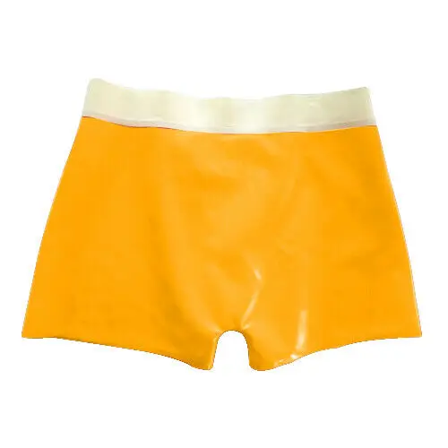 Горячие латексные резиновые мужские шорты желтые женские сексуальные тонкие