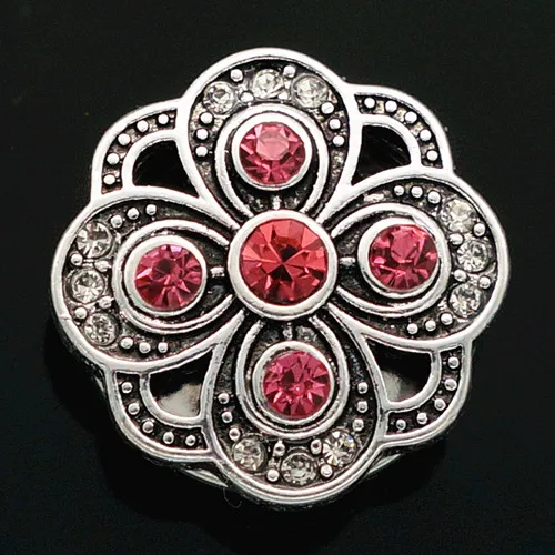 Fashion beauty rhinestone flower 18MM snap buttons fit bracelet jewelry wholesale KZ2100 | Украшения и аксессуары