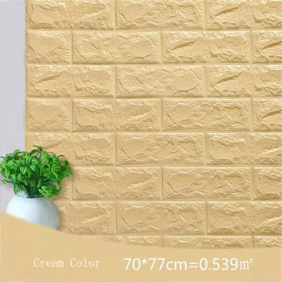 Cream Color 70*77 см* 8 шт. 3D PE пенка, камень, кирпичная панель, наклейка на стену, домашний декор, ТВ, диван, Настенная роспись, малыш, безопасный, самоклеющиеся, DIY обои - Цвет: Cream Color