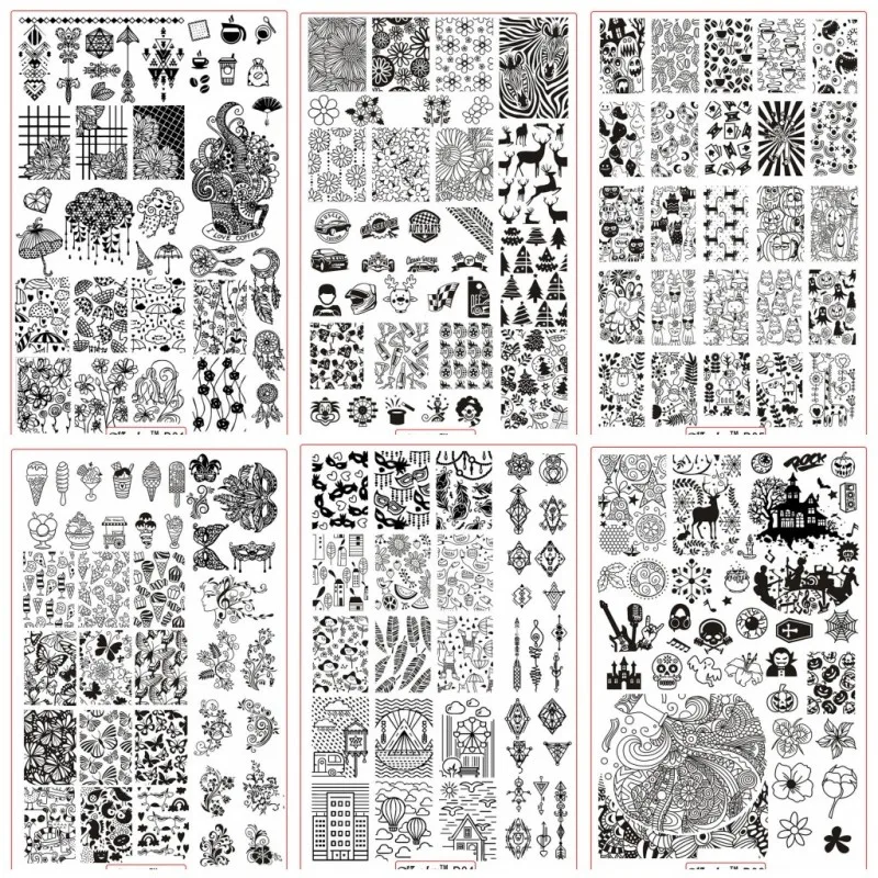 1 шт. пластины большого размера для стемпинга ногтей огненный
