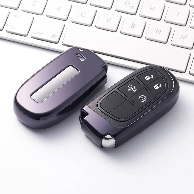 A- Purple Black Мягкая ТПУ Удаленная крышка смарт-ключа корпус для Dodge путешествия зарядное устройство для Jeep Renegade Grand Cherokee для Chrysler 200 300 Новинка - Название цвета: A- Purple Black