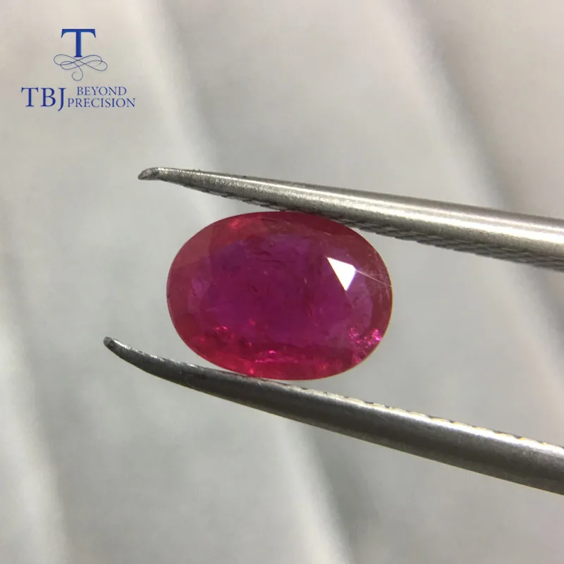 TBJ натуральный обработанный Рубин овальной формы красный рубин 1.3ct свободные