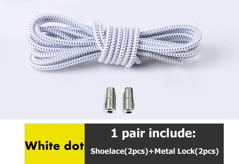 white dot 12 цветов, 1 пара шнурков без шнурков, фиксирующий башмак, эластичные шнурки для бега/триатлона - Цвет: white dot