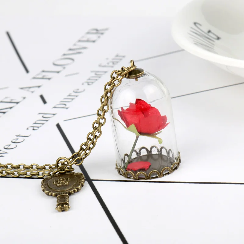 Ожерелье с подвеской в виде красивой и чудовище Очаровательная Роза