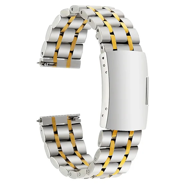 Silver Gold 22 мм Quick Release Нержавеющая сталь ремешок+ разъдинитель звеньев для samsung Шестерни S3 классический Frontier Amazfit ремешок на запястье - Цвет ремешка: Silver Gold
